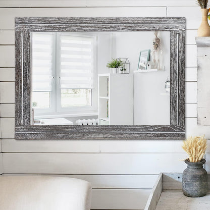 Rustikaler Wandspiegel Holzrahmen 65x45 cm – Landhausstil