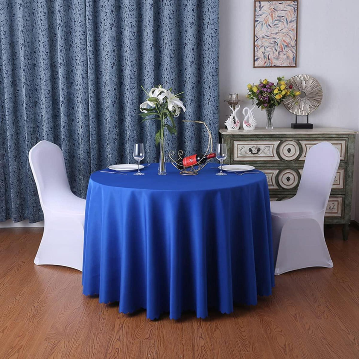 Runde Tischdecke Dunkelblau 360cm – Polyester Tischwäsche für Party & Hochzeit