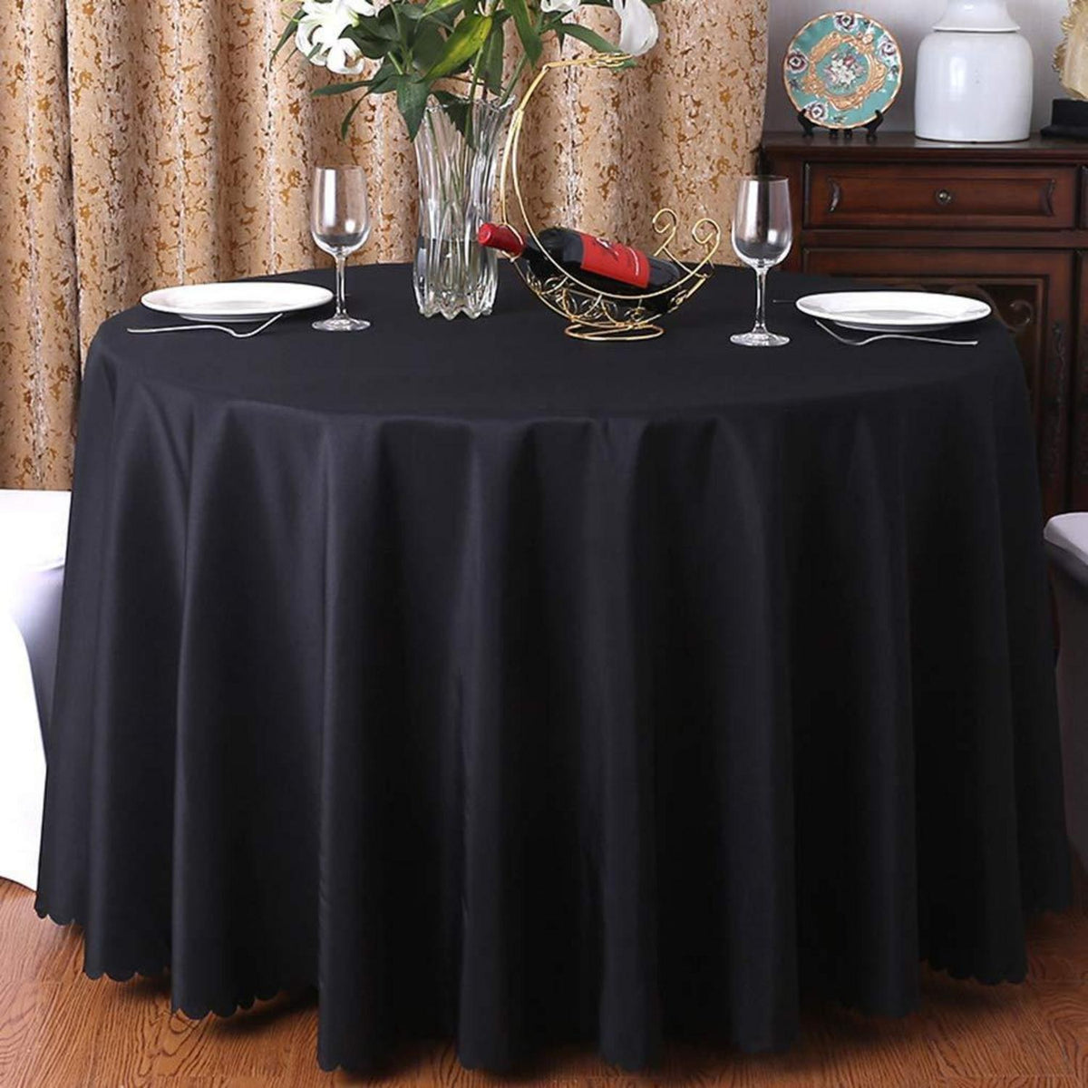 Runde Tischdecke Schwarz 360cm – Hochwertige Tischwäsche für Party & Hochzeit