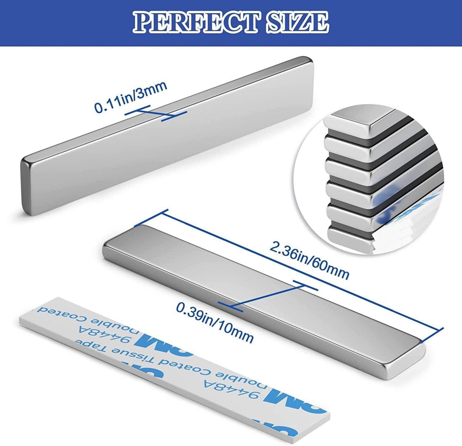 Neodym Magnete 6er Set 60x10x3mm Stark Stabmagnet Magnetstreifen Doppelseitig
