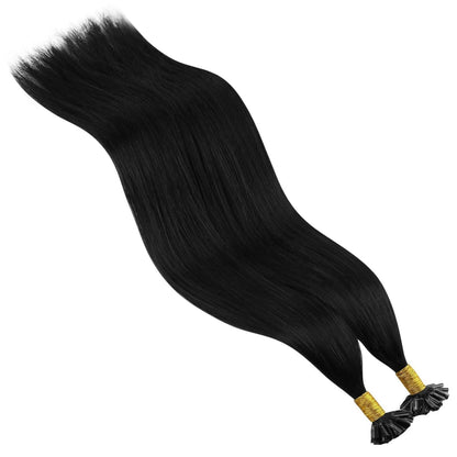 Echthaar Bonding Extensions Schwarz 50cm - Remy Keratin U-Tip