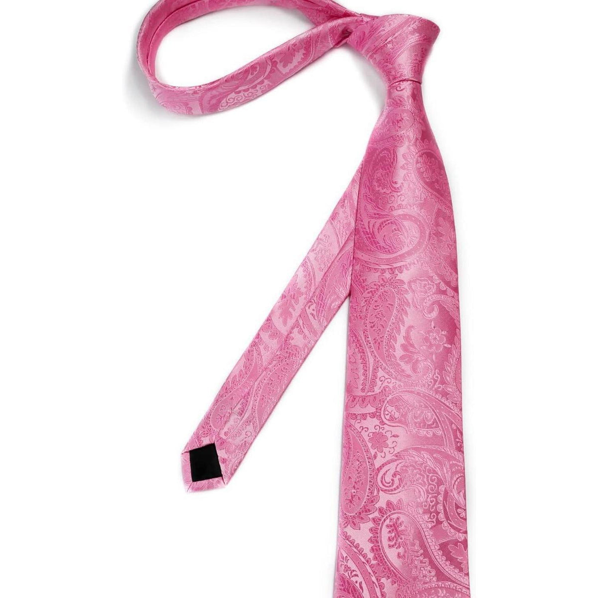 Herren Krawatten-Set mit Einstecktuch und Krawattennadel – Rosa Paisley