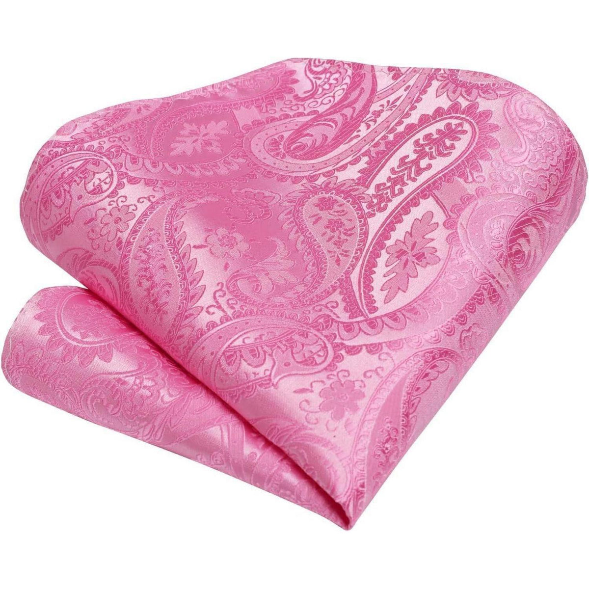Herren Krawatten-Set mit Einstecktuch und Krawattennadel – Rosa Paisley
