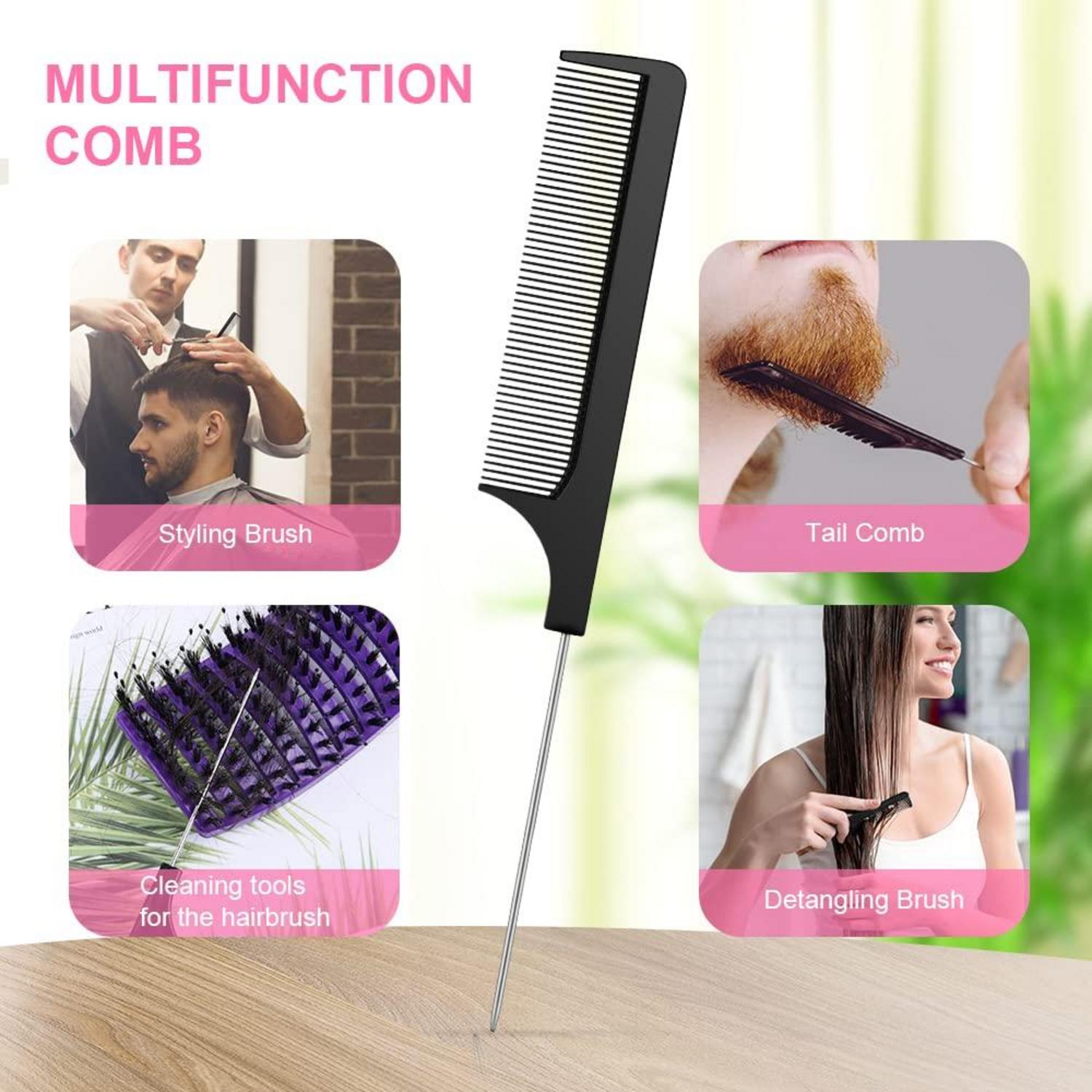 Haarbürste mit Griff Wildschweinborsten Haarstyling Bürste für Lange