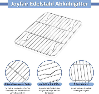 Backblech mit Abkühlgitter aus Edelstahl 26.5x20.5x2.5cm