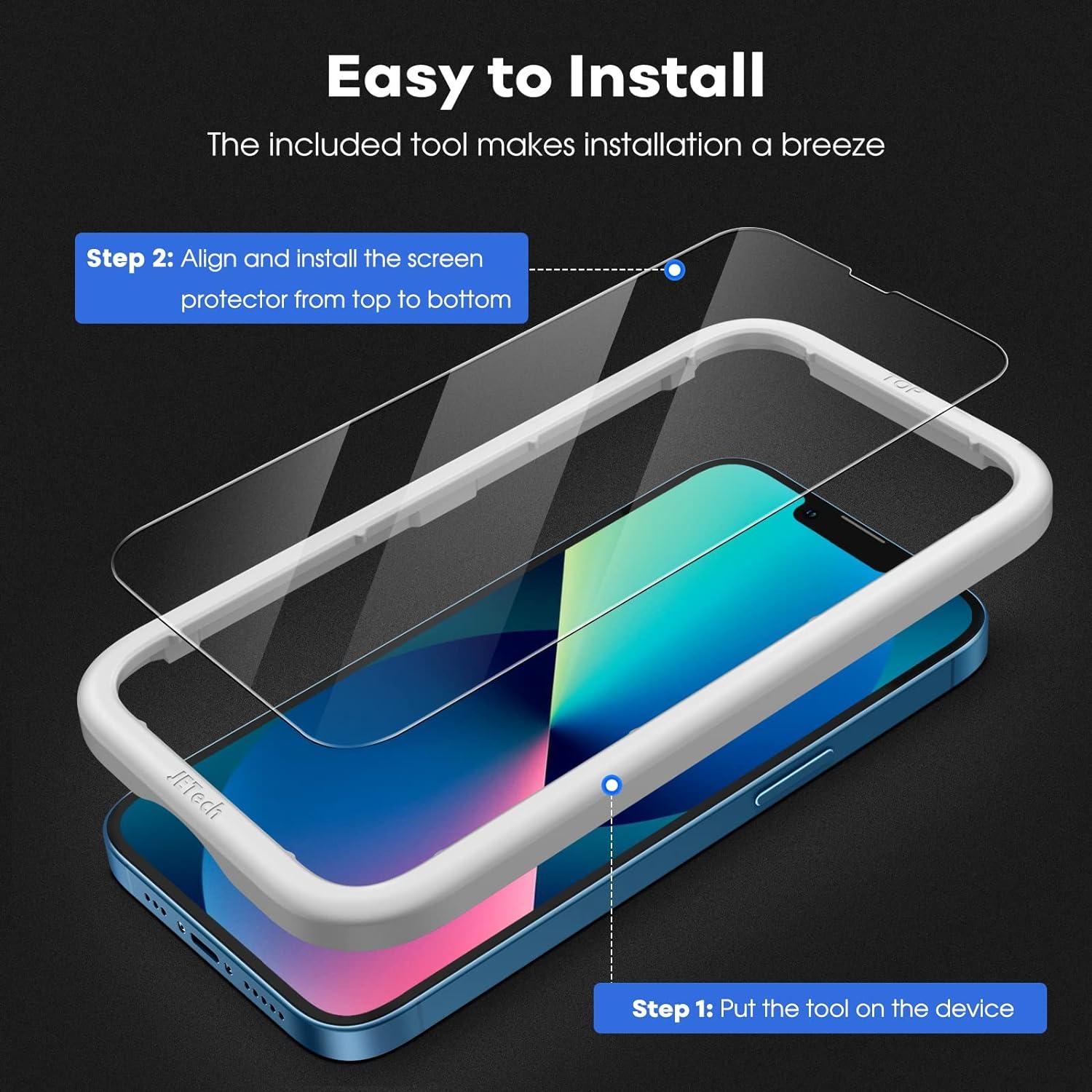 JETech Full Screen Schutzfolie für iPhone 13/13 Pro 6,1 Zoll Gehärtetes Glas Panzer HD Klar