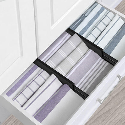Bambus Schubladenteiler 4er Pack verstellbarer Organizer Schwarz