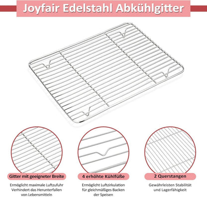 Backblech mit Abkühlgitter Edelstahl Groß Backform Kuchengitter Set