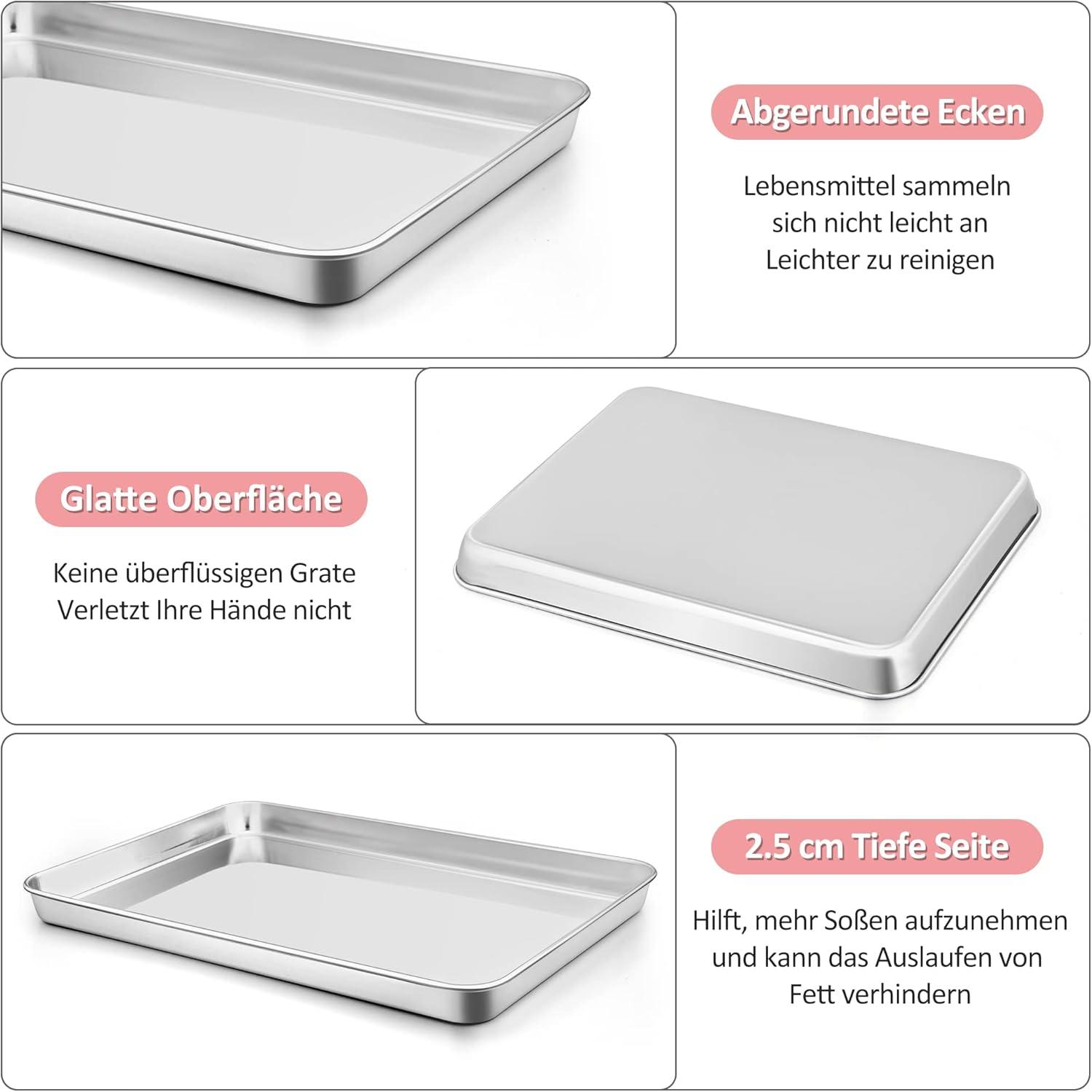 Joyfair Edelstahl Backblech mit Abkühlgitter Set 40.5x30.5x2.5cm