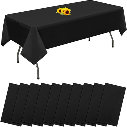 10er Pack Schwarz Einweg-Tischdecken rechteckig 137 cm x 274 cm