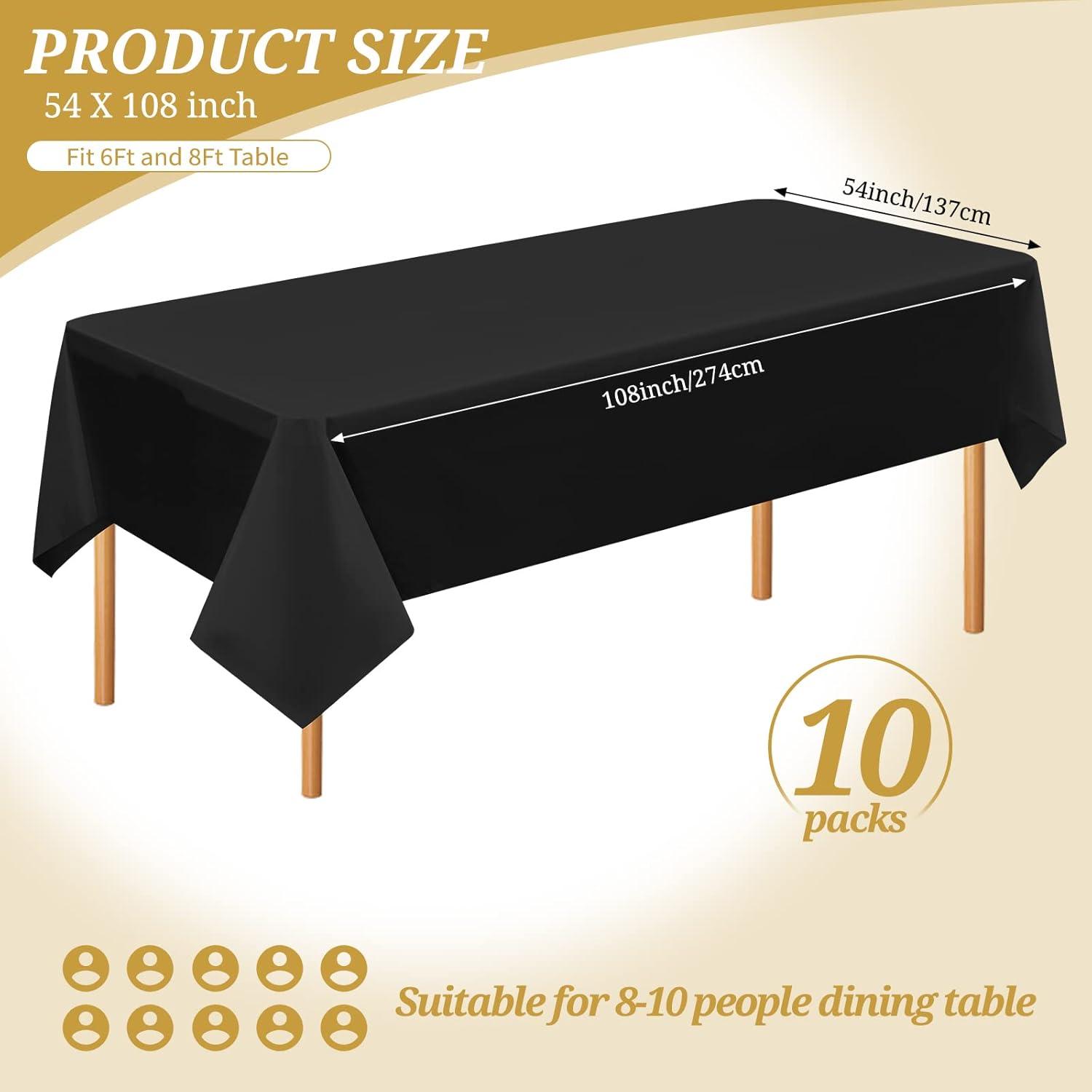 10er Pack Schwarz Kunststoff Einweg-Tischdecken 137cm x