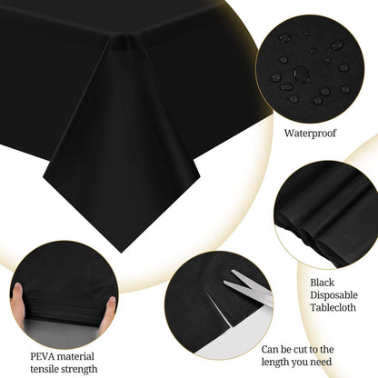10er Pack Schwarz Einweg-Tischdecken rechteckig 137 cm x 274 cm