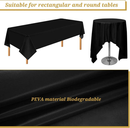 10er Packung Einweg-Tischdecken Schwarz 137x274cm - Premium wasserdichte Kunststoff Tischdecken