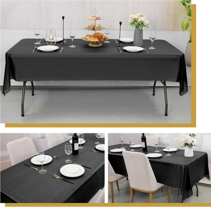 10er Packung Schwarze Einweg-Tischdecken 137x274 cm PEVA Premium-Tischdecken