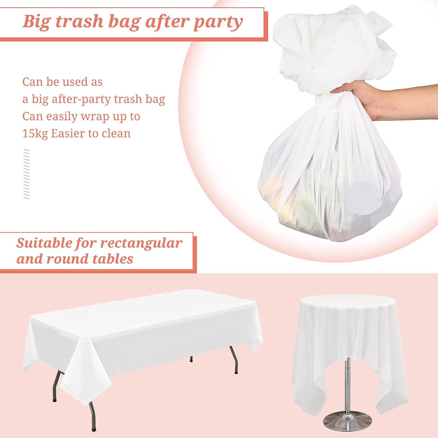 10er Pack Weiße Einweg-Tischdecken 137x274 cm Premium PEVA für Party, Hochzeit, Picknick