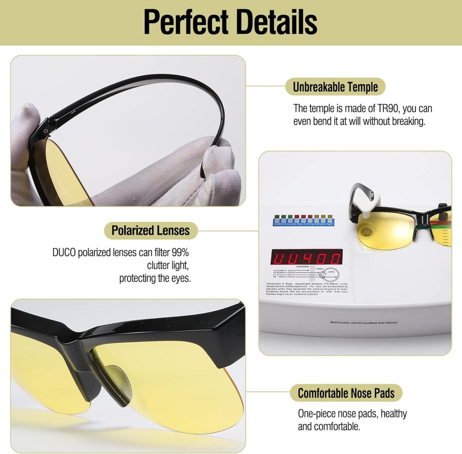 DUCO Polarisierte Überbrille Sonnenbrille für Brillenträger 8960