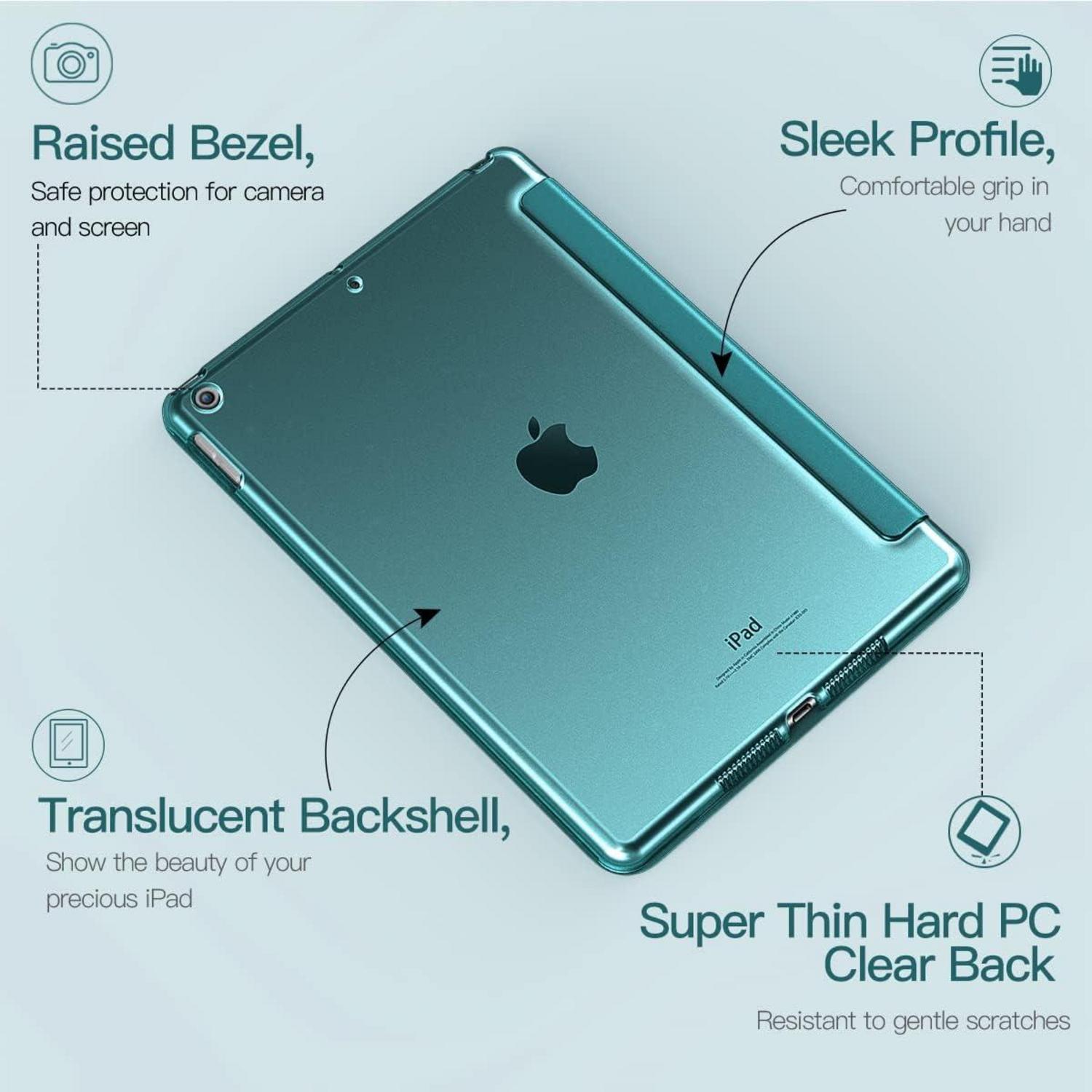 Durchsichtige Smart Cover Hülle für iPad 8. 9. 7. Gen, 10,2 Zoll Blaugrün