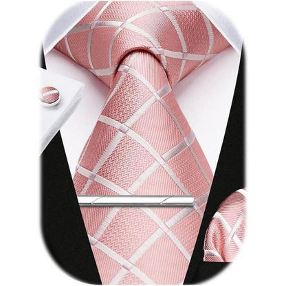 HISDERN Hochwertige Hochzeit Krawattenset mit Einstecktuch