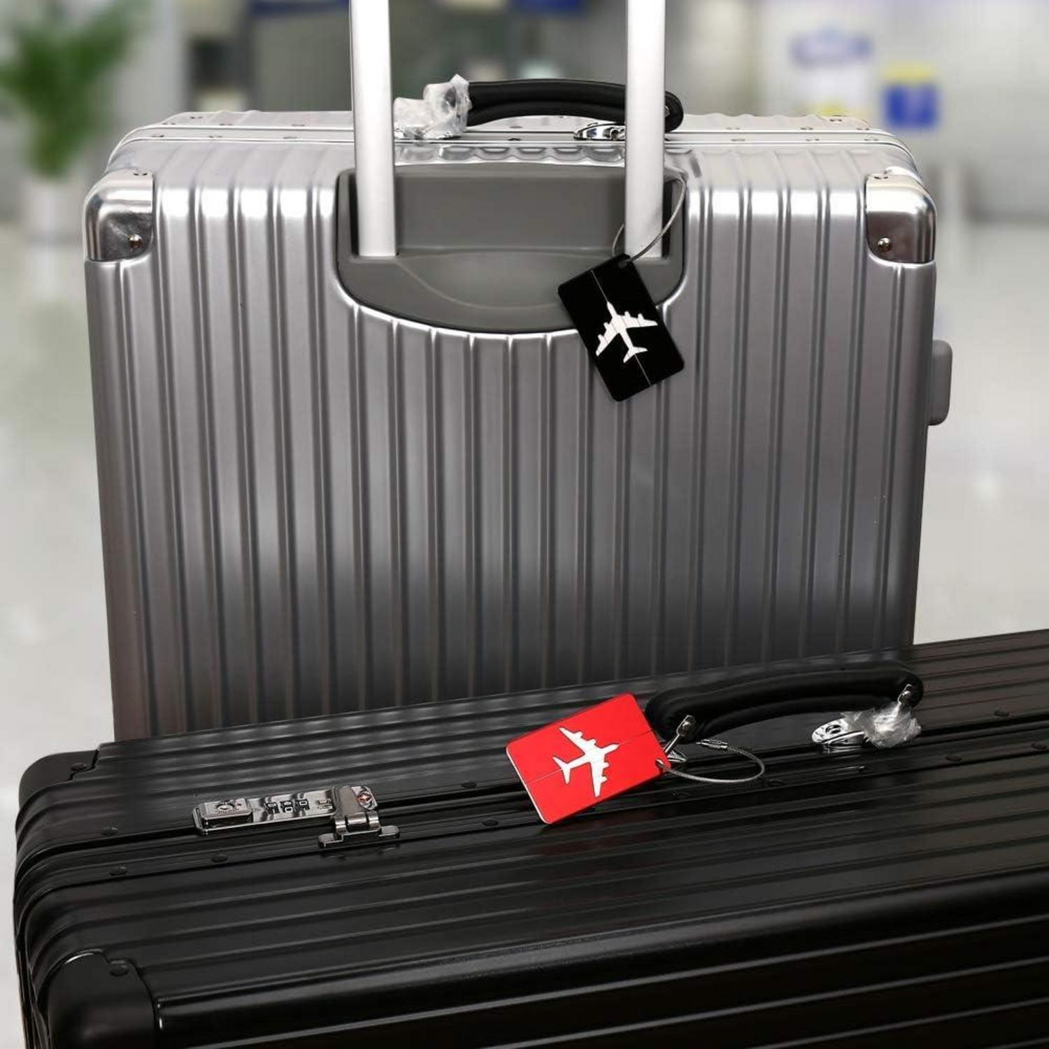 6er Set Kofferanhänger Adressschild Aluminium Wasserdicht Schwarz