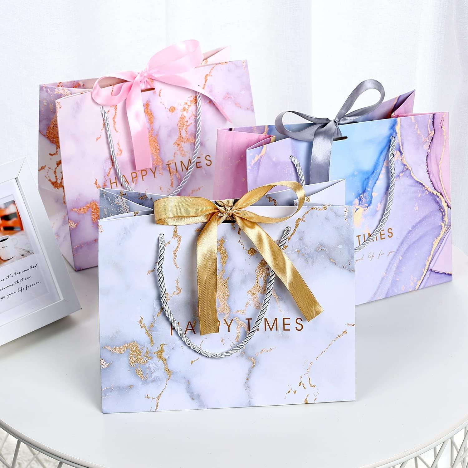 Marmordesign Geschenktüten 3 Stück 25x20x12.5cm Partytüten