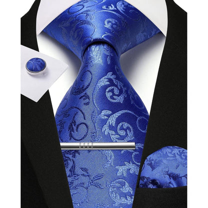 Herren Krawatten Set Blau mit Manschettenknöpfen und