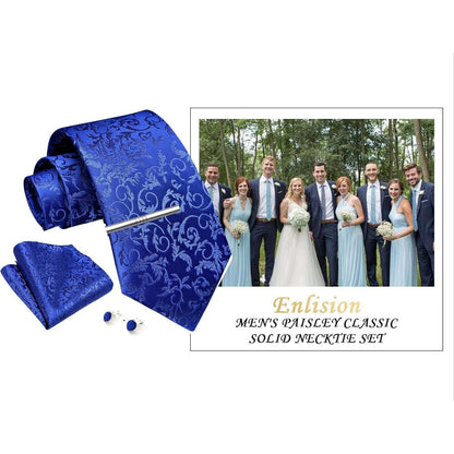 Herren Krawatten Set Blau mit Manschettenknöpfen und