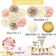 Vintage Hochzeitsdekoration Pompons Papierlampion 16-teilig