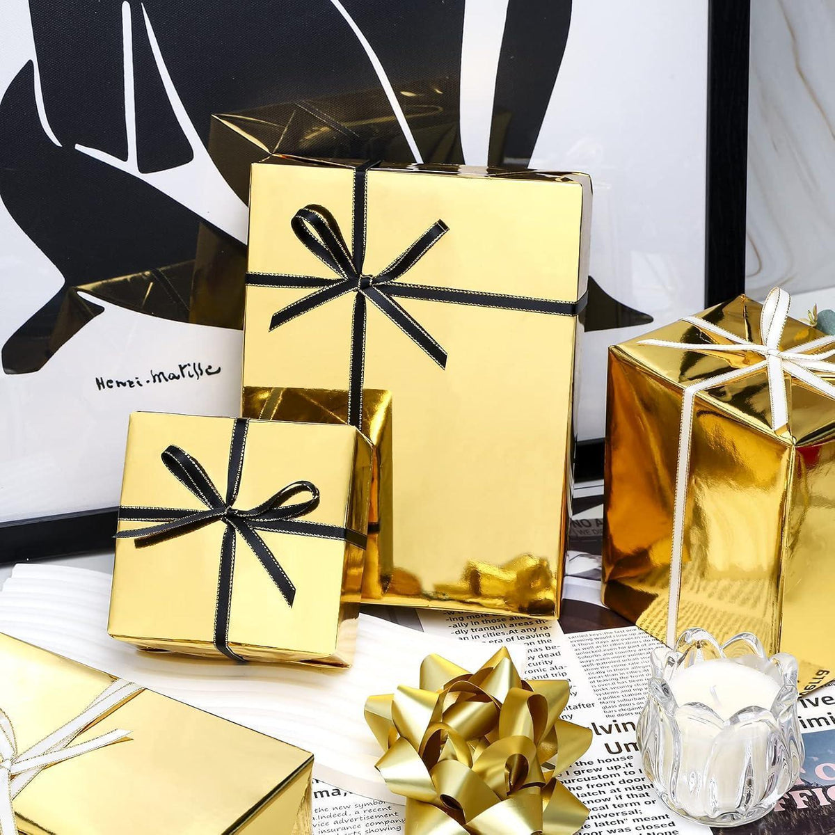 Goldfarbenes Geschenkpapier – Metallic, 44,5 cm x 10 m