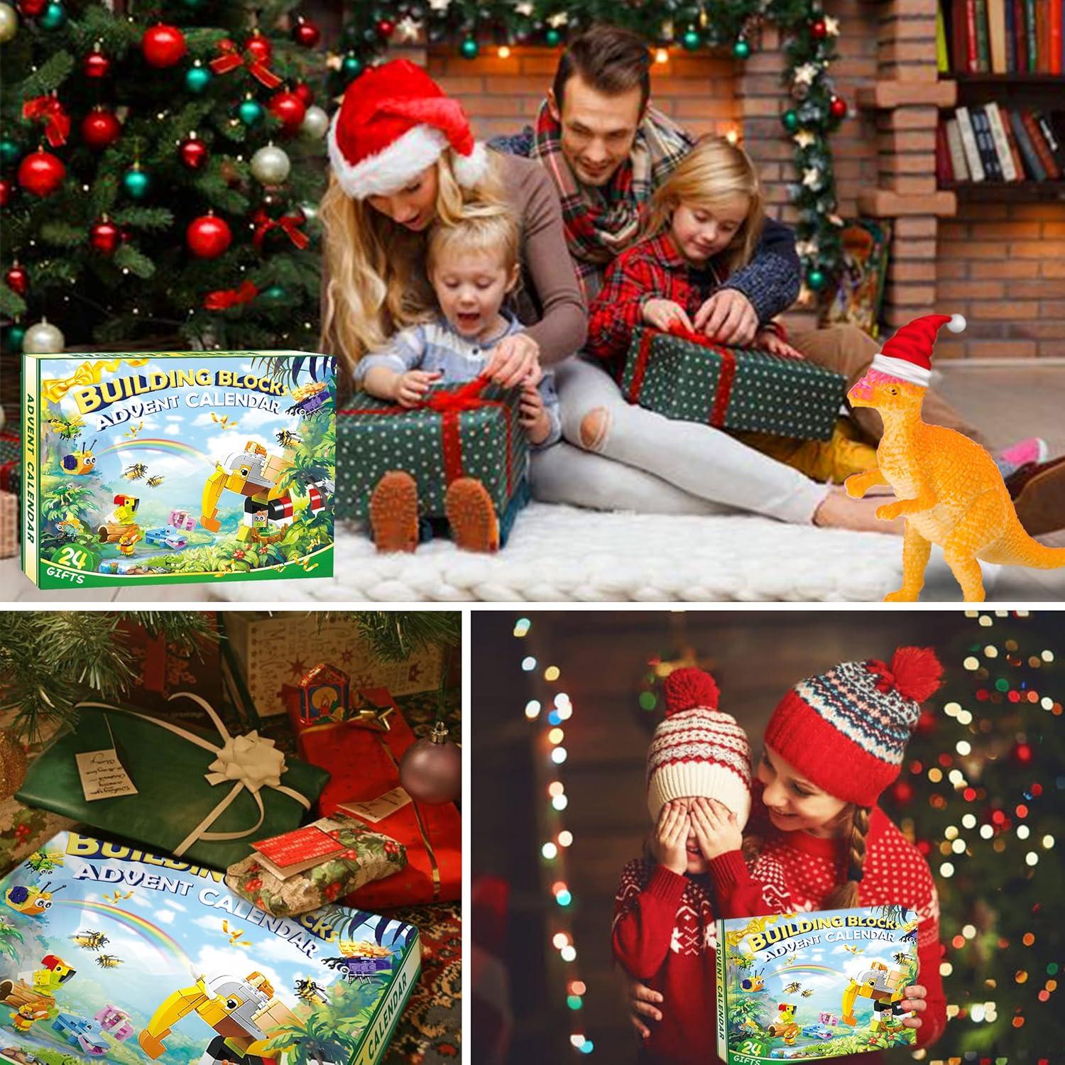 Adventskalender 2024 Weihnachtskalender für Kinder Tierblock Spielzeug Box