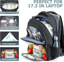 Großer Laptop Rucksack mit USB-Ladeanschluss, Schwarz 17,3