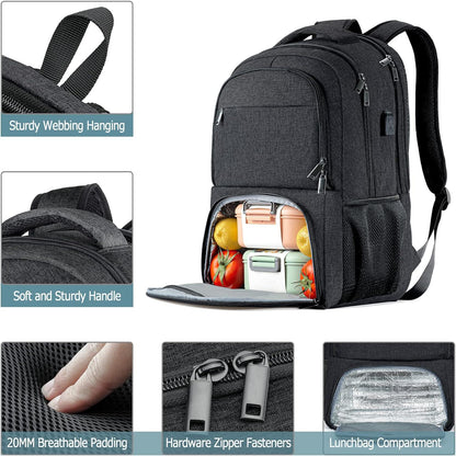 Großer Lunch Schulrucksack mit USB Ladeanschluss, 17.3 Zoll Laptop