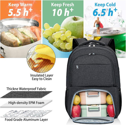 Großer Laptop Rucksack 17.3 Zoll USB Business Schwarz