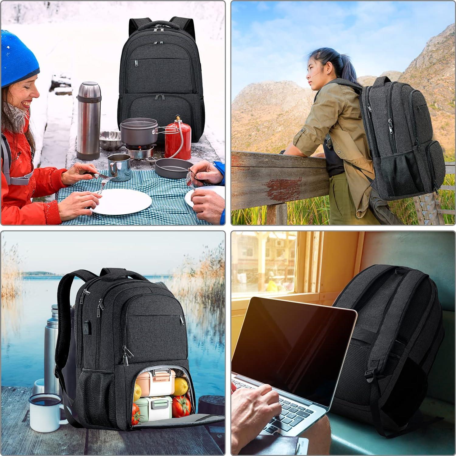 Großer Laptop Rucksack 17.3 Zoll USB Business Schwarz