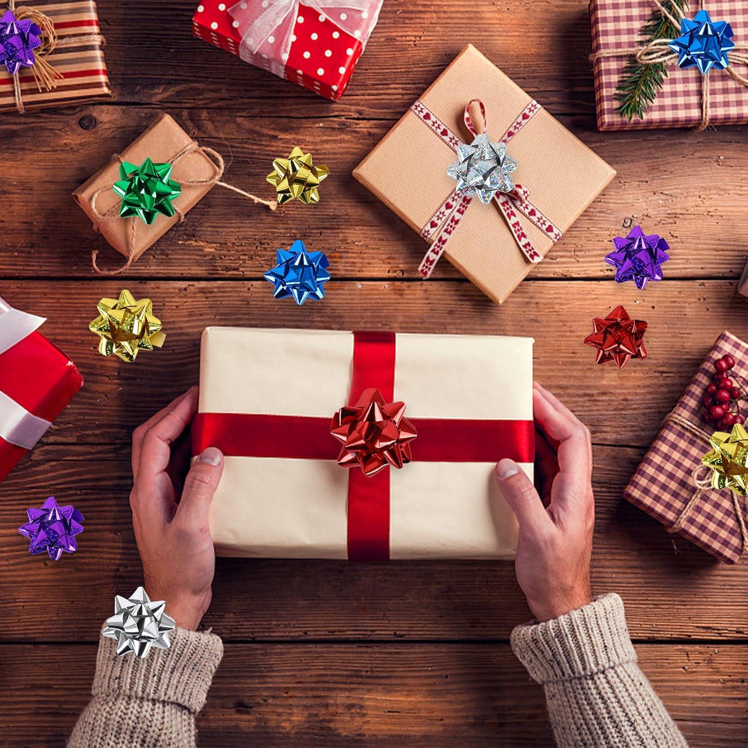 50 Stück Metallic Geschenk-Schleifen für Weihnachten und Geburtstag, 5 Farben 5cm