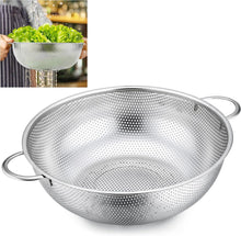 Edelstahl Nudelsieb 28cm mit Griffen, Mikroperforiertes Abtropfsieb