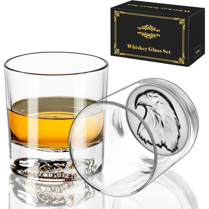 Whiskygläser 2er Set mit Adler-Boden, bleifreies Kristallglas
