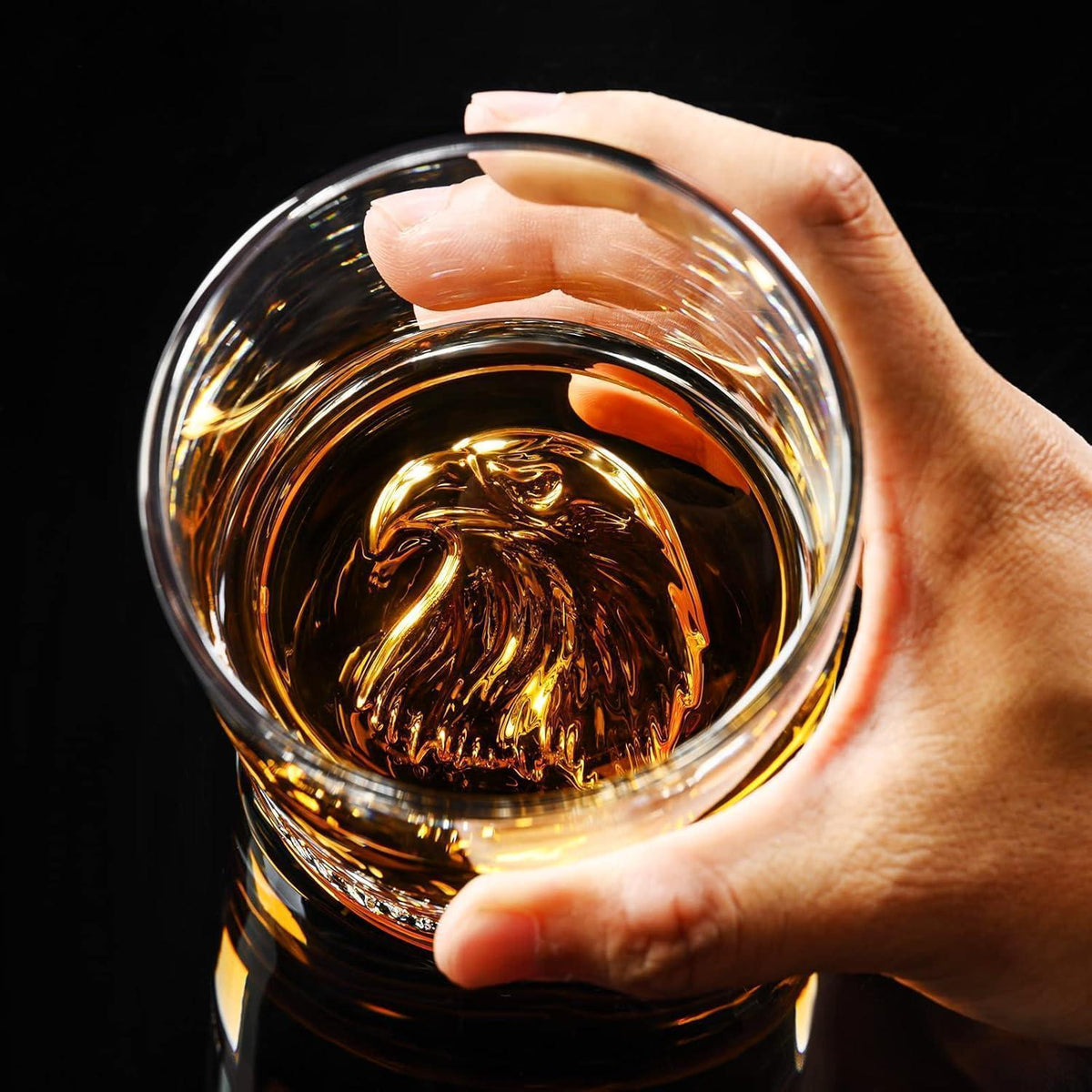 Whiskygläser 2er Set mit Adler-Boden, bleifreies Kristallglas