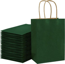 15x8x21 cm Grüne Kraftpapiertüten mit Griffen, 25