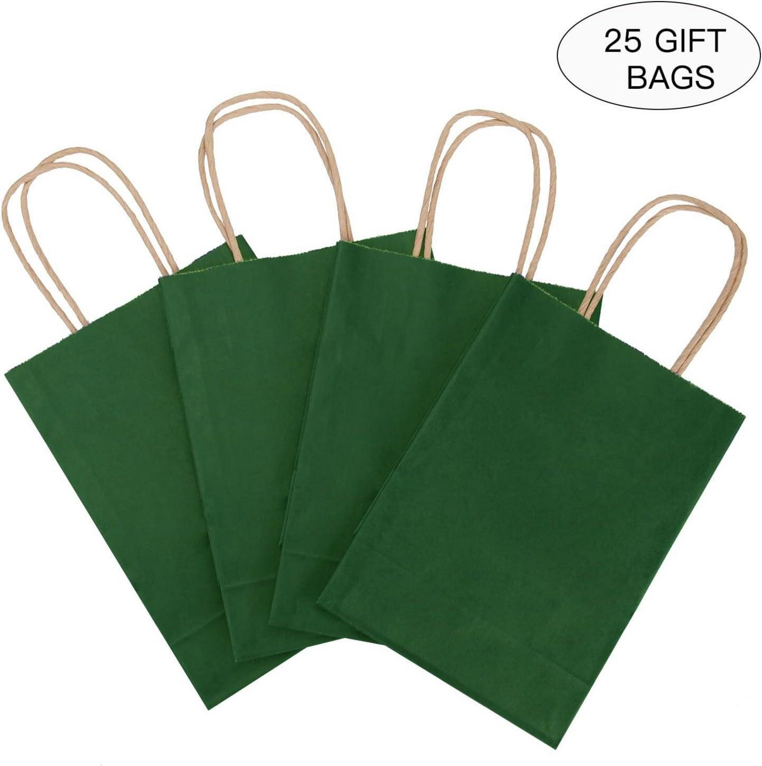 25 Kraftpapiertüten 15x8x21cm Grüne Geschenktüten mit