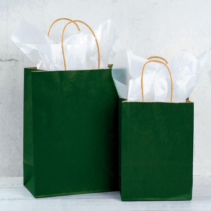 15x8x21 cm Grüne Kraftpapiertüten mit Griffen, 25