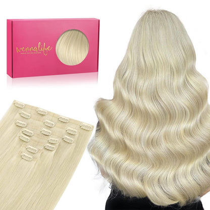 Echthaar Clip-In Extensions 45cm Bleichblond (130g)