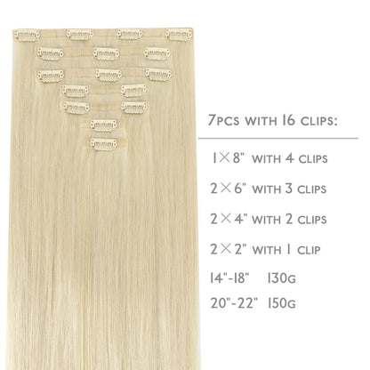 Echthaar Clip-In Extensions – Bleichblond, 55cm, 150g