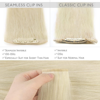 Echthaar Clip-In Extensions – Bleichblond, 55cm, 150g