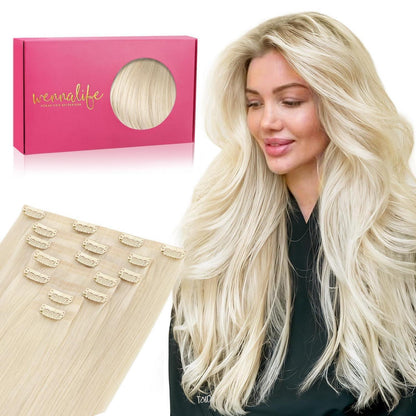 Echthaar Clip-In Extensions Platinblond 35cm 130g