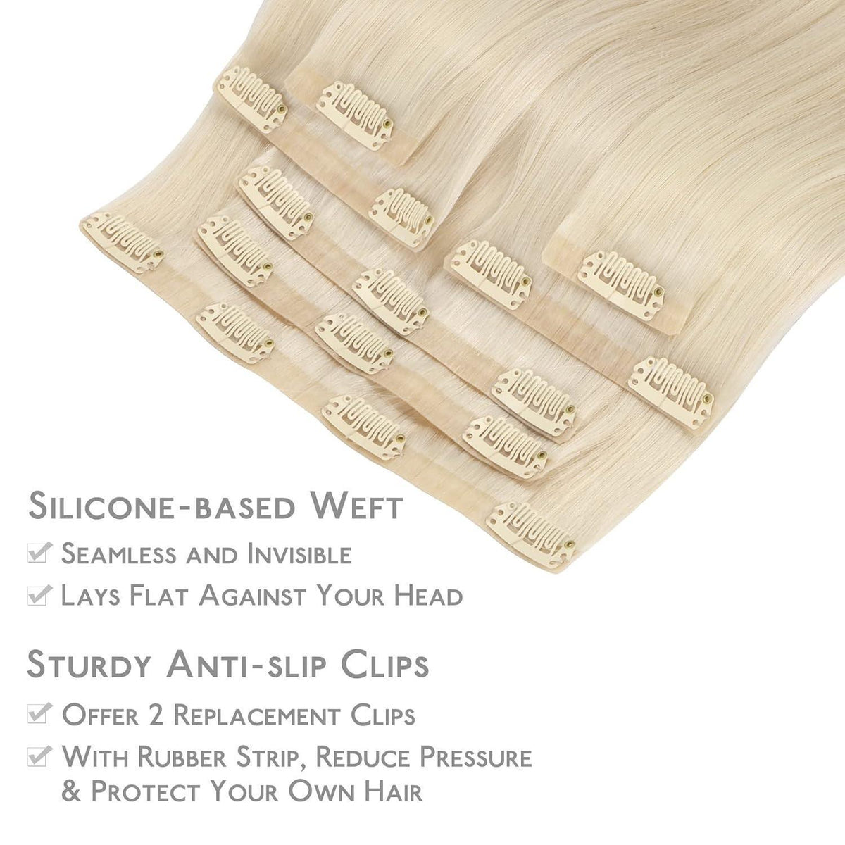 Echthaar Clip-In Extensions Platinblond 35cm 130g