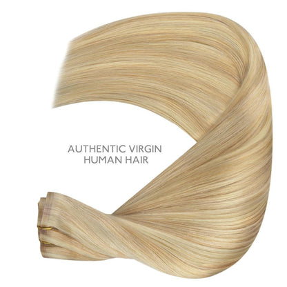 Nahtlose Clip-In Echthaarverlängerungen 40cm Hellblond Highlights