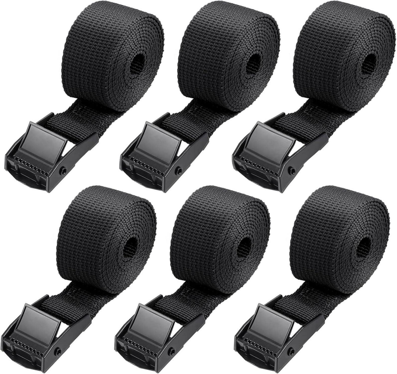 6er Pack Kurze Spanngurte Schwarz 1m - Stark, verstellbar, haltbar