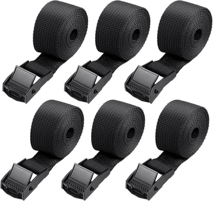 6er Pack Kurze Spanngurte Schwarz 1m - Stark, verstellbar, haltbar