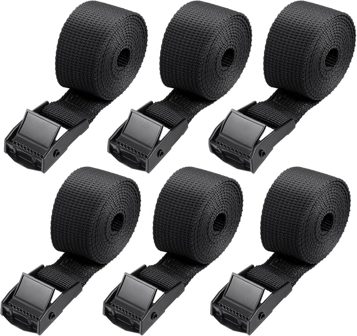 6er Pack Kurze Spanngurte Schwarz 1m - Stark, verstellbar, haltbar
