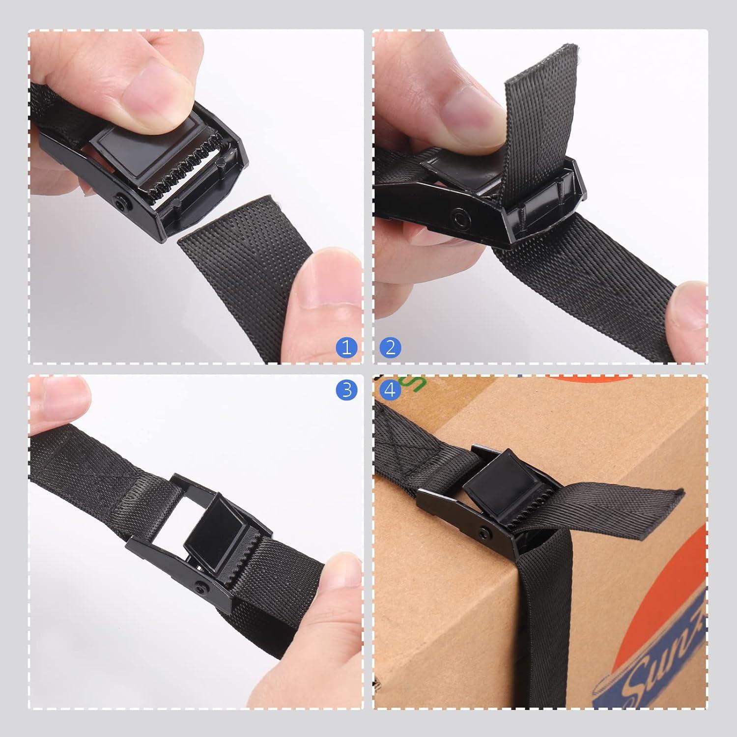 Hejo 6er Pack Spanngurte kurz 1m Schwarz - Verstellbare Zurrgurte für Motorrad, Camping, Gepäck